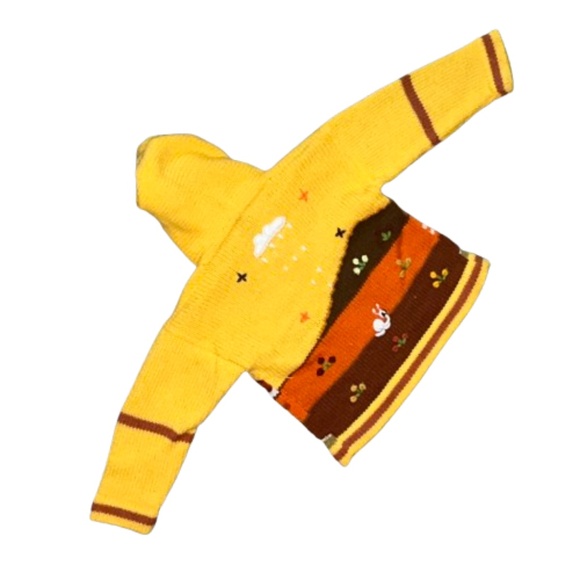 CHILE Knit hoodie Zip Up Cardigan Sweater Yellow Kids long sleeved embroidered - Picture 5 of 6